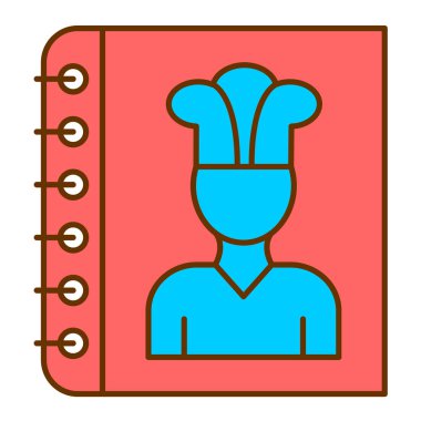 Şapkalı ve bıçak ikonlu şef. Web için aşçı vektör simgelerinin özet çizimi