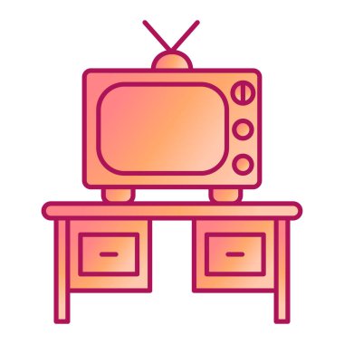 Televizyon ikonu. Web için televizyon vektör simgelerinin düz çizimi