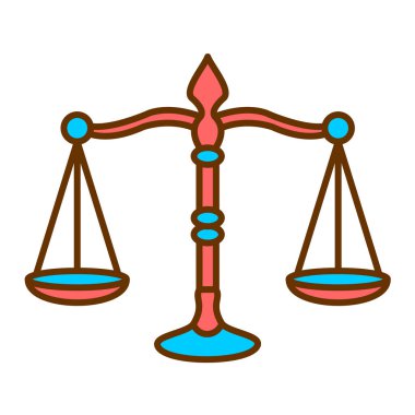 Hukuk ve adalet sembolünün vektör illüstrasyonu. Web için denge ve kripto hisse senedi seti.