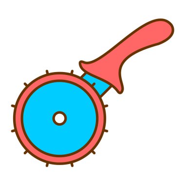 Pizza kesicisi simgesi, vektör illüstrasyonu basit tasarım