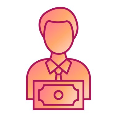 Para çizgisi simgesi, konsept çizimi, sembol, vektör düzlüğü işareti olan iş adamı.