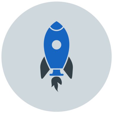 Roket. Web simgesi basit illüstrasyon