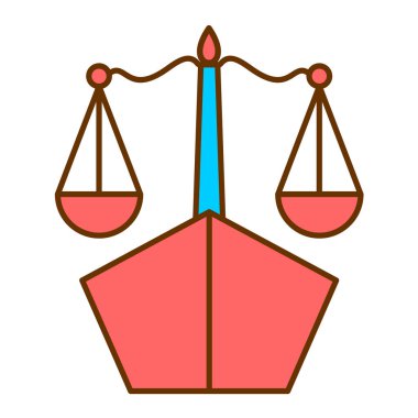 Denge ikonu tarafından temsil edilen hukuk ve adalet kavramı. vektör illüstrasyonu