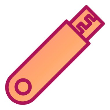 USB flash simge vektörü. Basit anahtar işaretini özetle. izole edilmiş sınır sembolü çizimi