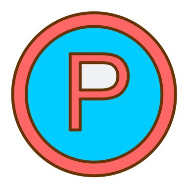 Park yeri simgesi. İnce çizgi sembolü. Renkli tasarım. vektör illüstrasyonu