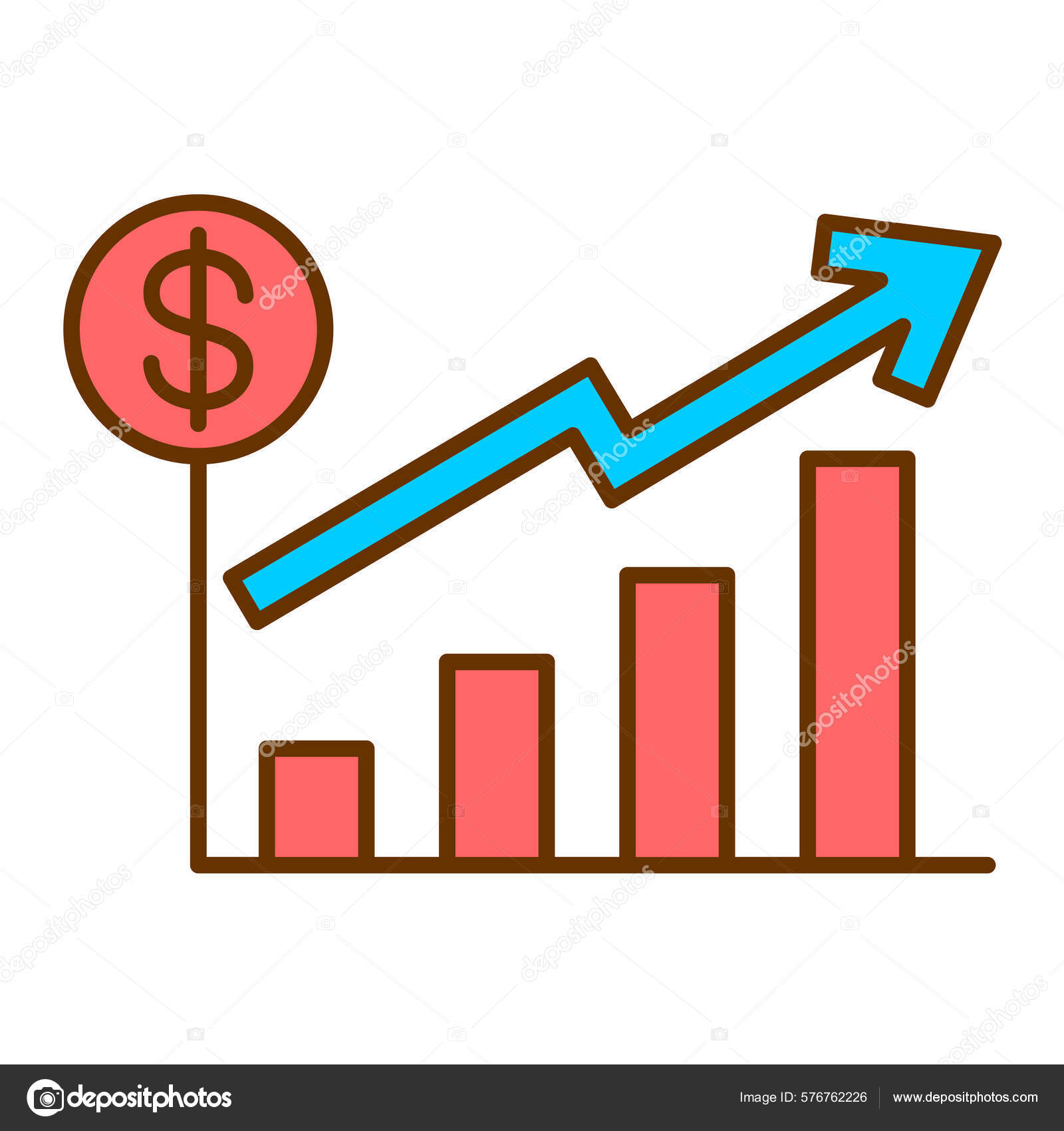 Gráfico Crescimento Negócios Com Desenho Ilustração Vetorial Símbolo Dólar  Vetor de ©MuhammadAtiq 576762226, image size:1600x1700