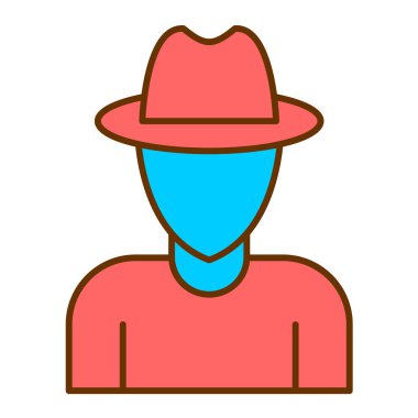 Şapka ikon vektörlü çiftçi. Kovboy şapkalı adam. izole edilmiş sınır sembolü çizimi