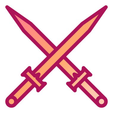 Kılıç simgesi. ağ için ortaçağ kılıç vektör simgelerinin karikatür çizimi