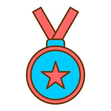 Kurdele ikonlu madalya. izole ve düz illüstrasyon