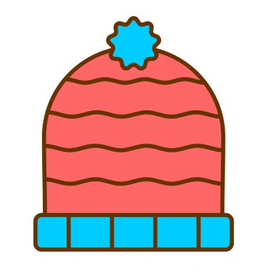 kış şapka vektörü düz renk simgesi