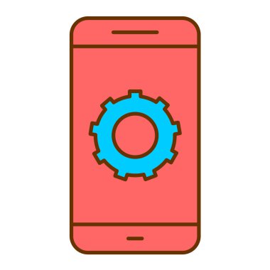 Ayarlama simgesi olan akıllı telefon. vektör illüstrasyonu