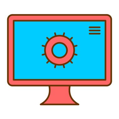 Virüs ve bakteri vektör illüstrasyon tasarımlı bilgisayar monitörü