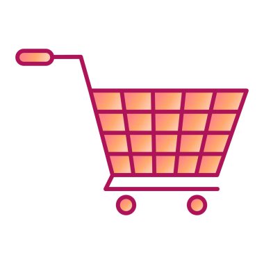 Pembe arkaplan vektör çizimine sahip alışveriş arabası