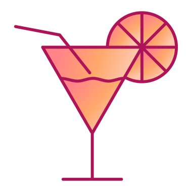 Kokteyl ikonu. Yaz içkisi ve içecek teması. Yalnız tasarım. vektör illüstrasyonu