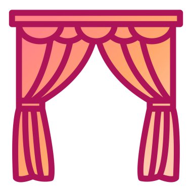 Pencere perdesi simgesi. Web için perde vektör tasarım elementlerinin özet çizimi