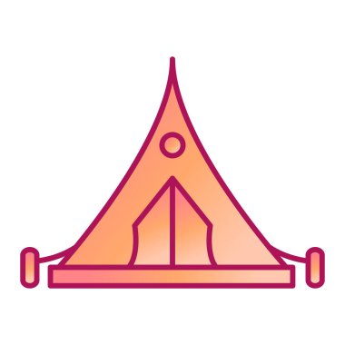 Kamp çadırı ikonu. Web için turist ekipmanı vektör simgelerinin düz çizimi