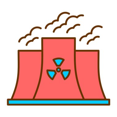 Nükleer enerji santrali ikon vektör çizimi tasarımı