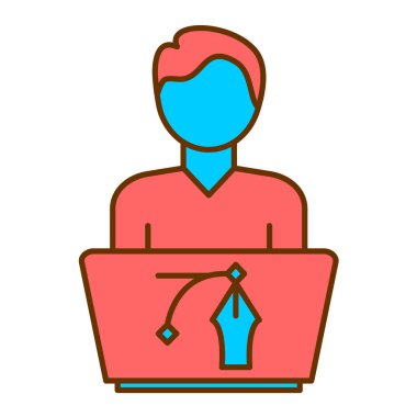 Dizüstü bilgisayarı olan adam vektör çizimi tasarımı