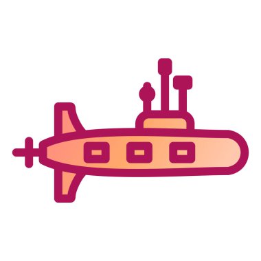 Askeri denizaltı ikon vektörü. Düz çizim. izole kontur sembolü