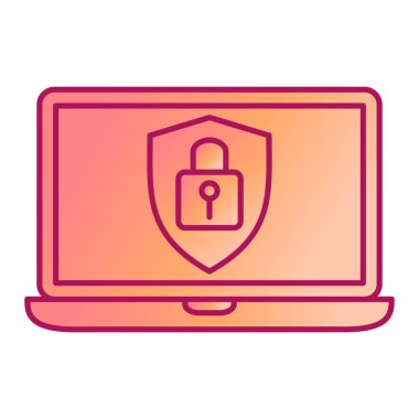 asma kilit ve kalkan vektör çizimine sahip dizüstü bilgisayar