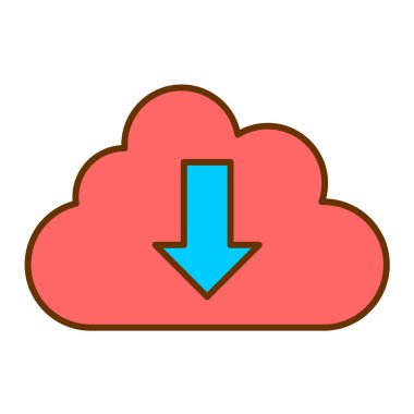 bulut indirme ikon vektör çizimi tasarımı