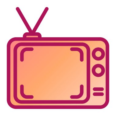 Retro televizyon ikonu. Web için eski radyo vektör simgelerinin karikatür çizimi