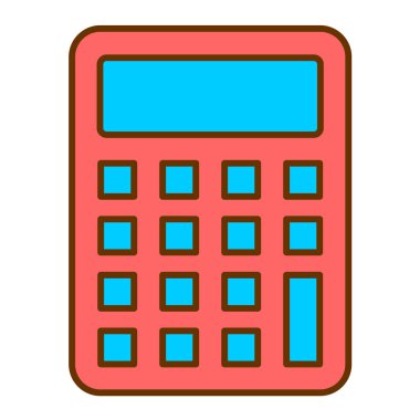 Hesap makinesi vektör simgesi. İzometrik stil. Renkli düz tabela. pictogram izole sembol çizimi