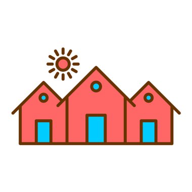 çatısı ve çit vektör çizimi olan ev