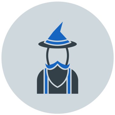 sihirbaz düz vektör simgesi.