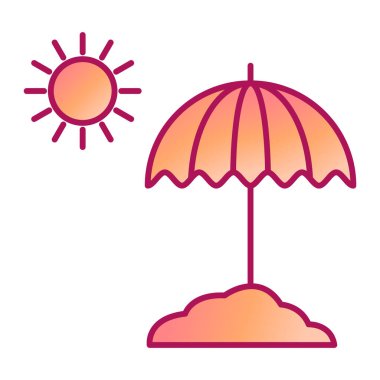 Güneş şemsiyesi ve plaj ikonu. vektör illüstrasyonu