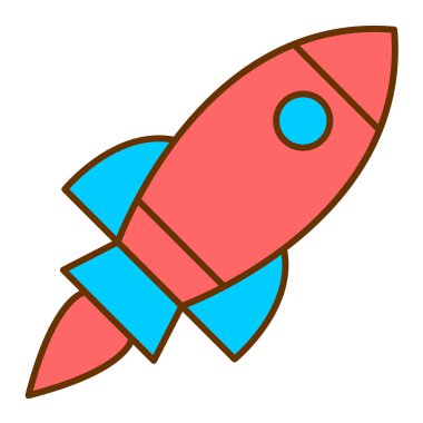 Roket. Web simgesi basit illüstrasyon