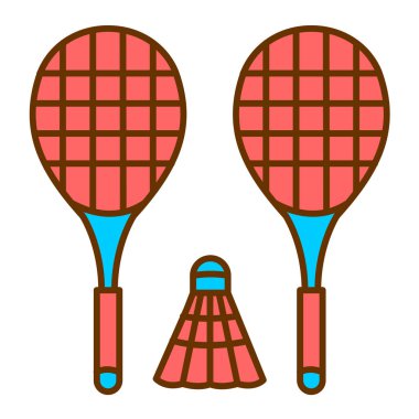 Tenis raketi ve servis horozu vektör çizimi grafik tasarımı