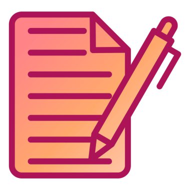 belge ve kalem düz vektör simgesi