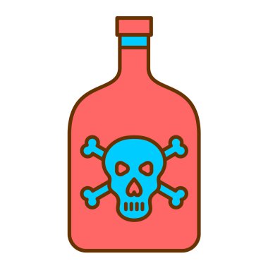 Kafatası ve çapraz kemik vektör illüstrasyonlu alkol şişesi