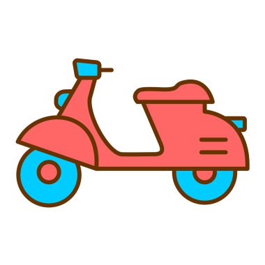 Scooter ikonu. Beyaz arkaplanda izole edilmiş web tasarımı için motosiklet vektör simgelerinin karikatürü