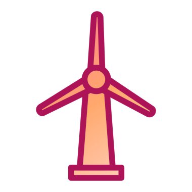 Rüzgar türbini ikonu. Web için yel değirmeni vektör sembolünün düz çizimi