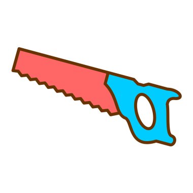 Testere simgesi vektörü. İnce çizgi işareti. izole edilmiş sınır sembolü çizimi