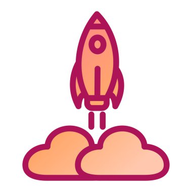 kırmızı çizgi ikon vektör çizimi tasarımı ile roket fırlatma