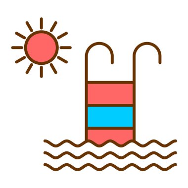 plaj ve güneş ikonu vektör çizimi tasarımı