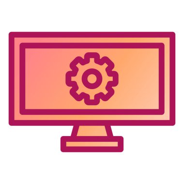 Ayarlar simgesi olan bilgisayar monitörü. vektör illüstrasyonu