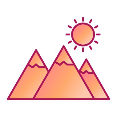 Düz bir şekilde beyaz arkaplanda izole edilmiş dağ simgesi. yaz sembolü çizimi.