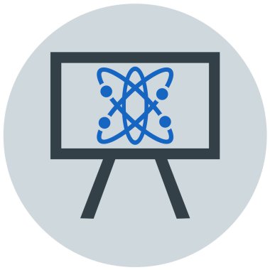 Bilim ve eğitim konsepti ikonu. Web tasarımı için basit atom vektör sembolü çizimi