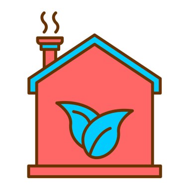 Yeşil bitkisi olan çevre dostu bir ev ve vektör illüstrasyon tasarımı bırakıyor