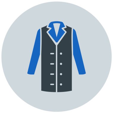 Ceket düz kabartma vektör simgesi.