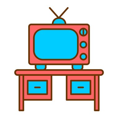 Televizyon ikonu. Web için televizyon vektör simgelerinin karikatür çizimi