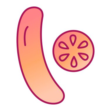 Taze meyve ikonu. Dilimlenmiş vektör çizimi. beyaz arkaplanda izole