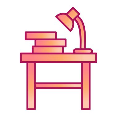 Kitaplı okul masası ve lamba vektör çizimi tasarımı