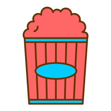 Patlamış mısır kovası ikonu. Web tasarımı için basit sinema vektör simgeleri çizimi