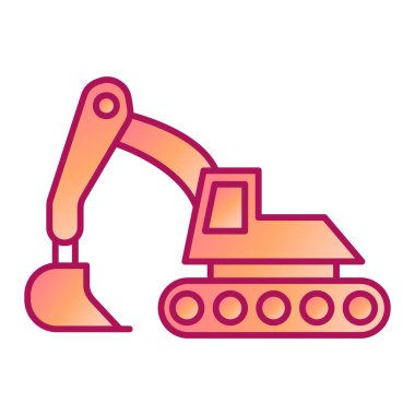 Anahat stili izole vektör çizim simgesinde Ekskavatör