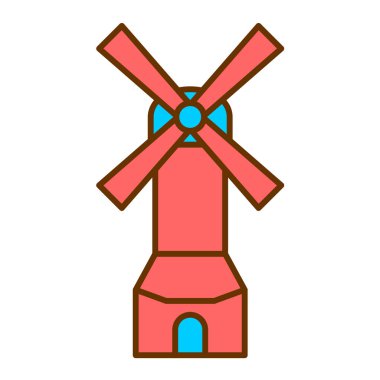 Yel değirmeni ikonu vektör illüstrasyonu